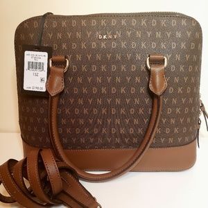 NWT DKNY brown monogram print purse crossbody bag